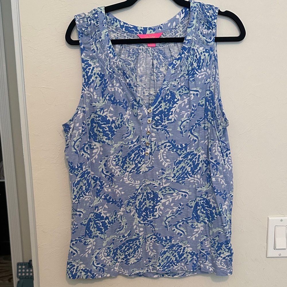 Lilly Pulitzer Blue Patterned Essie Tank top